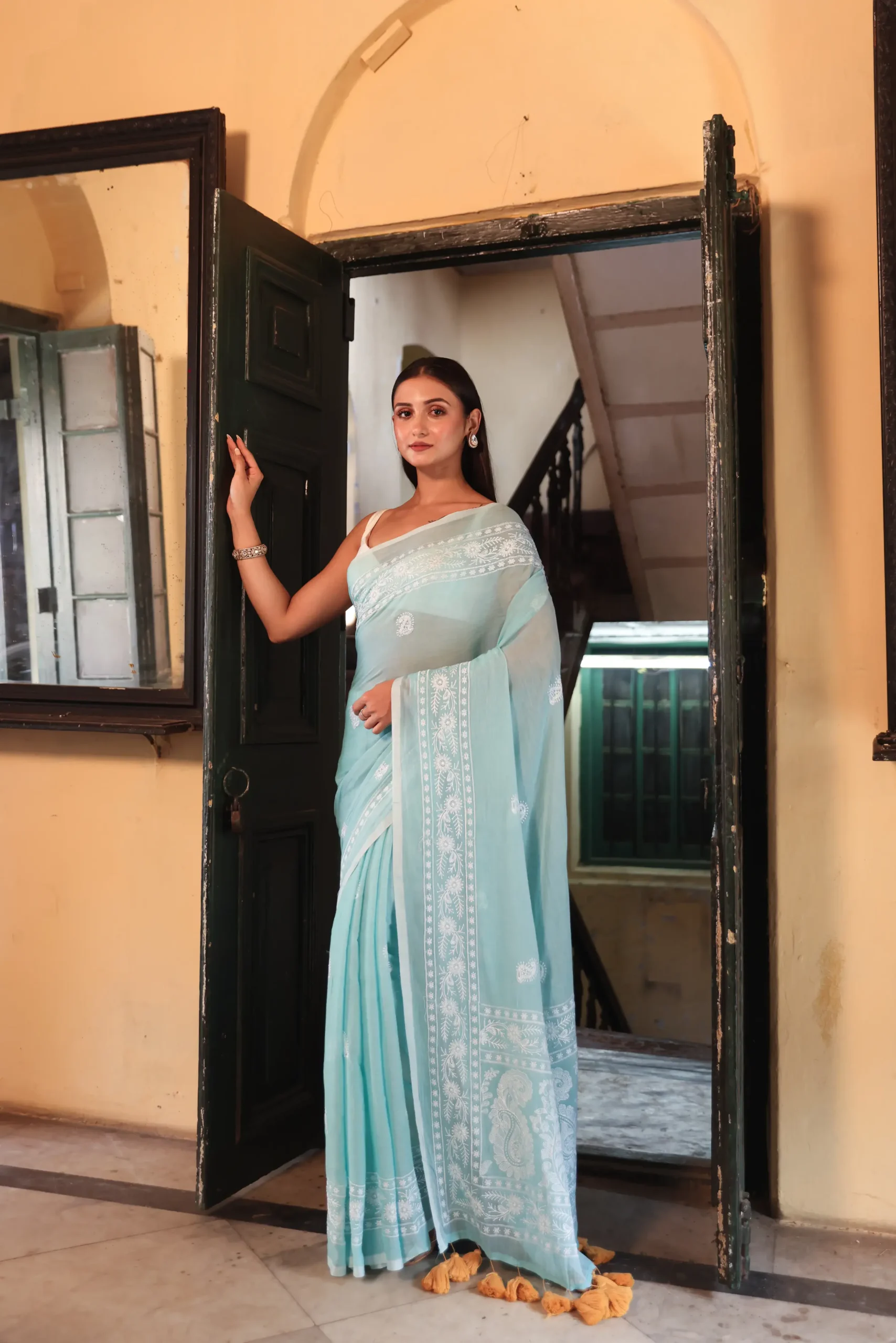 Sage Breeze Mul Cotton Saree
