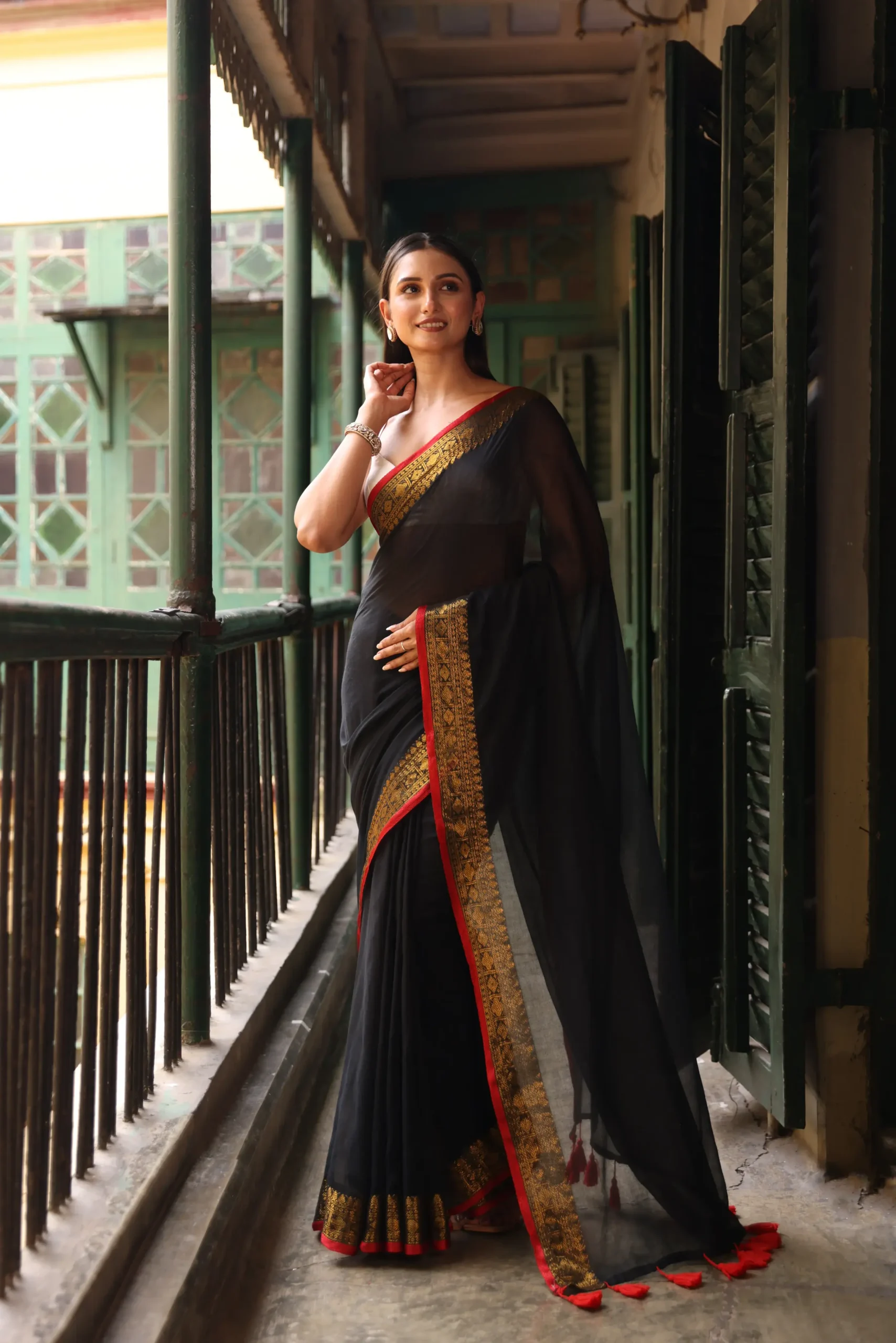 Midnight Noir Mul Saree