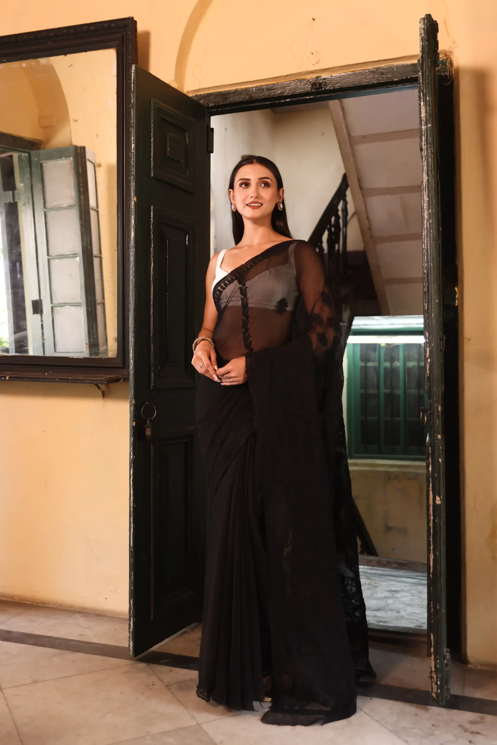 Midnight Grace Chikankari Saree