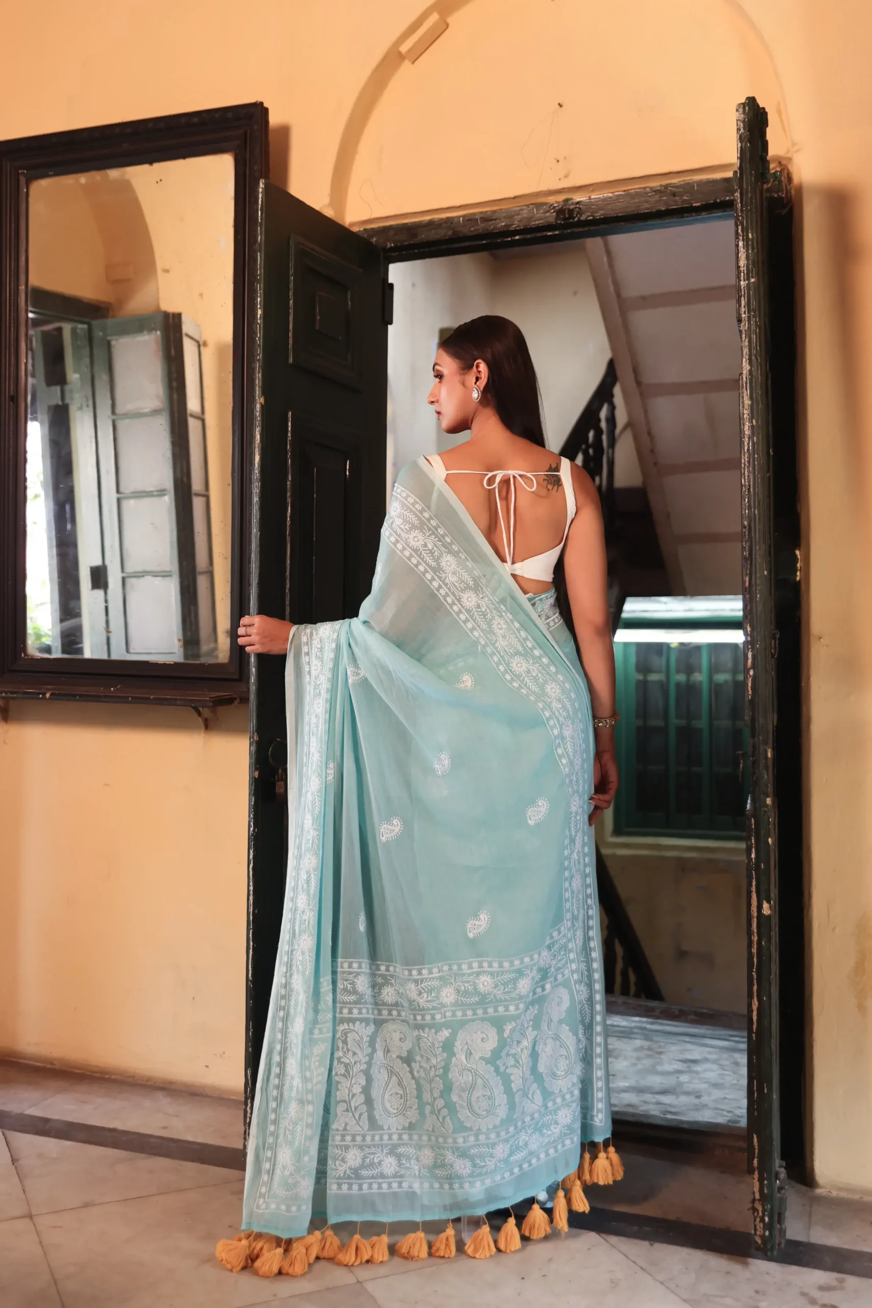 Sage Breeze Mul Cotton Saree